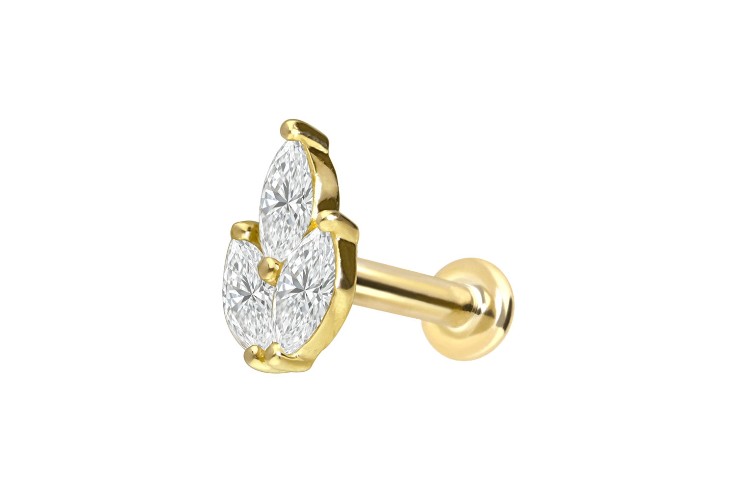 18 Karat Gold Labret Piercing mit Innengewinde DIAMANT-LOTUSBLÜTE